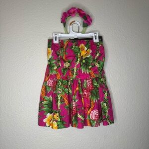 Kids Hula Costume Outfit, Girls Hawaiian Pa'u Hula Skirt, Size 10-12, Girls